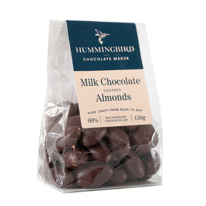 Side view of Hummingbird Chocolate Maker Milk Chocolate Covered Almonds