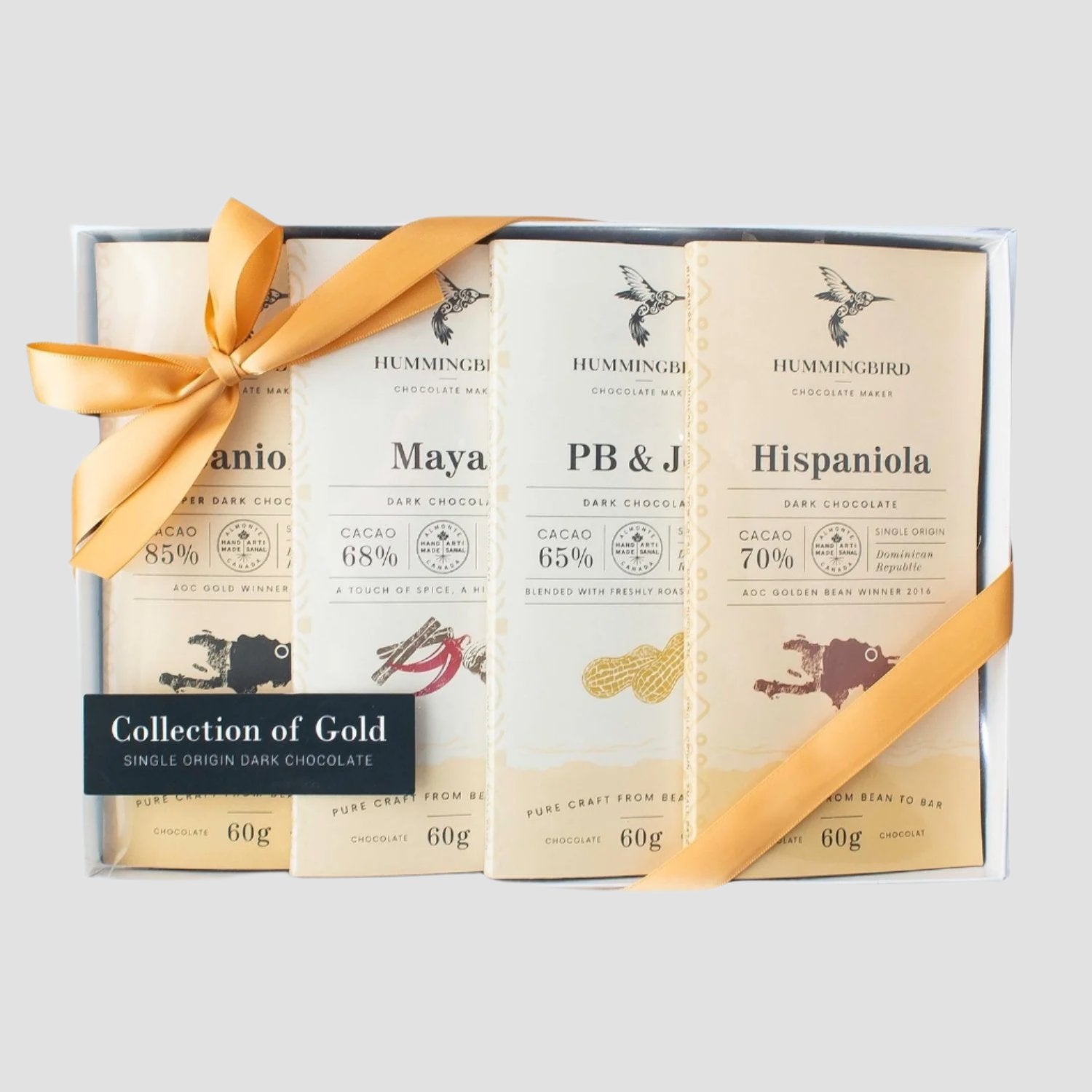 Hummingbird Chocolate Collection of Gold Gift Box Front