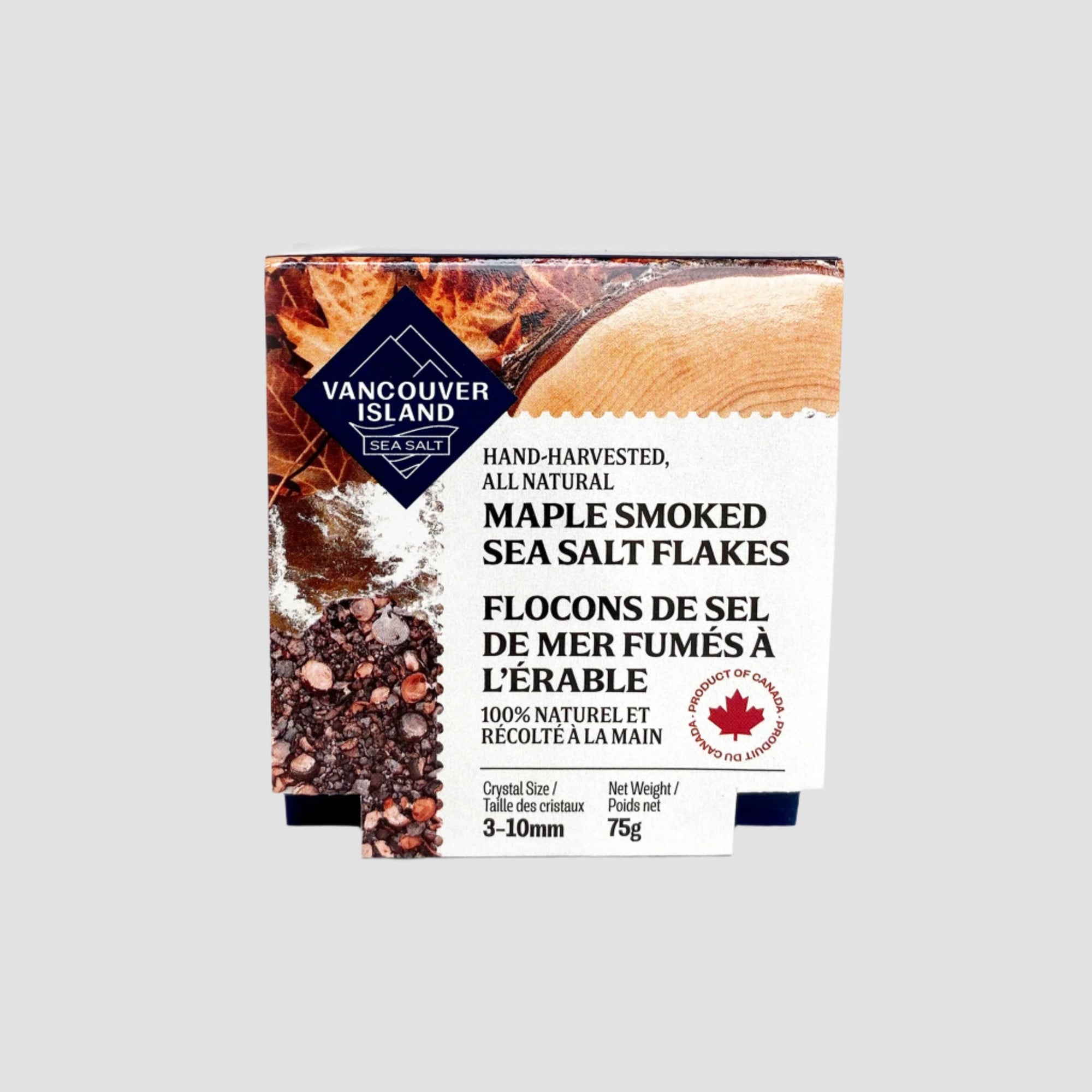 Vancouver Island Salt Co. Hand-harvested, all natural Maple Smoked Sea Salt Flakes.