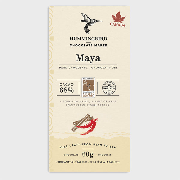 Maya 68% Spiced Dark Chocolate | Bean-to-Bar | Hummingbird ...
