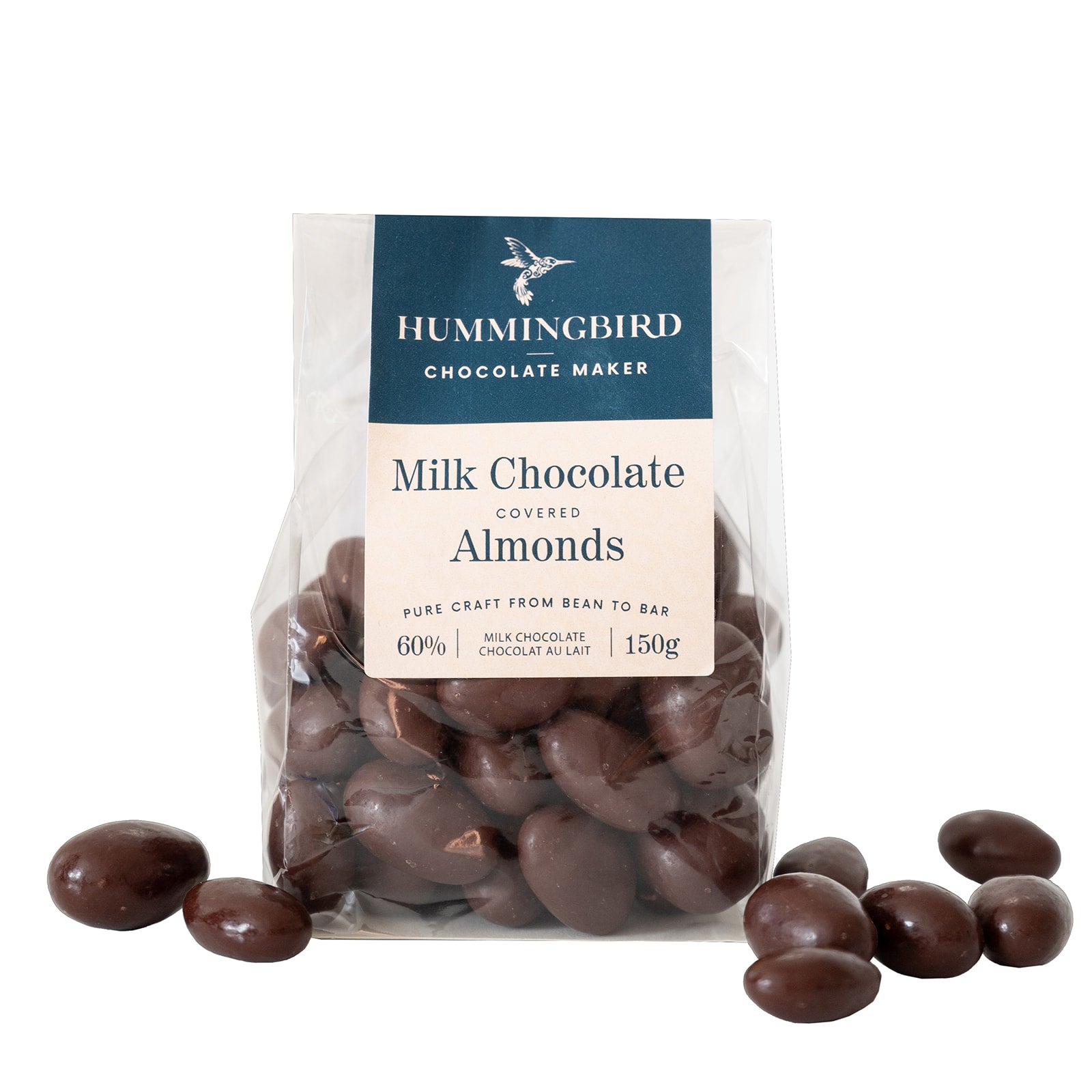 Chocolate Covered Almonds: Roasted almonds covered in thick layer of milk chocolate