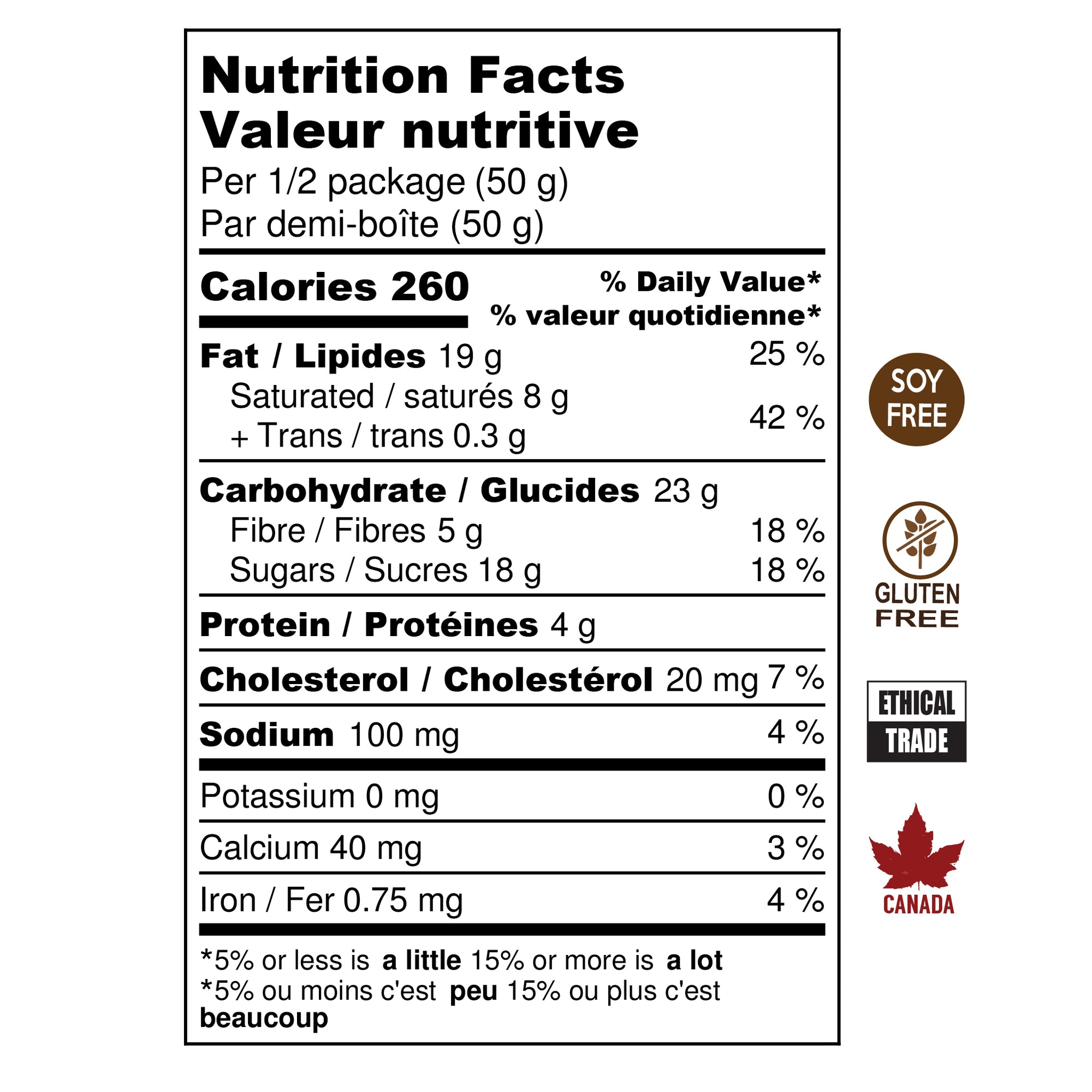 Almond Toffee Bark, Nutrition Facts Table, Soy Free, Gluten Free, Ethical Trade
