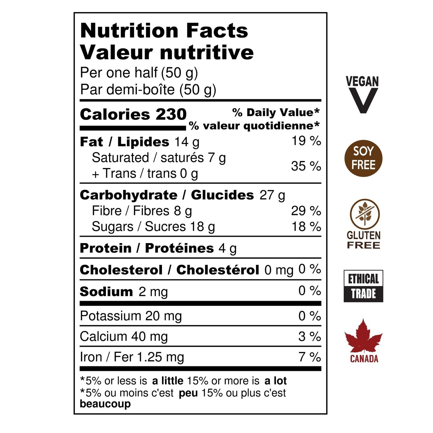 Cherry Almond Ginger Bark - Nutrition Facts Table, Vegan, Soy Free, Gluten Free, Ethical Trade