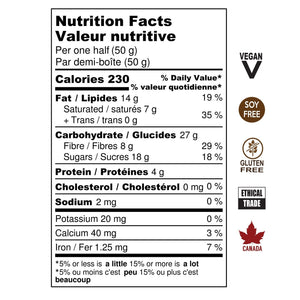 Cherry Almond Ginger Bark - Nutrition Facts Table, Vegan, Soy Free, Gluten Free, Ethical Trade