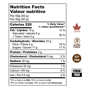 Nutrition Facts for Hummingbird Chocolate Milk Chocolate Covered Blueberries. Soy Free, Gluten Free, Ethical Trade, Made in Canada