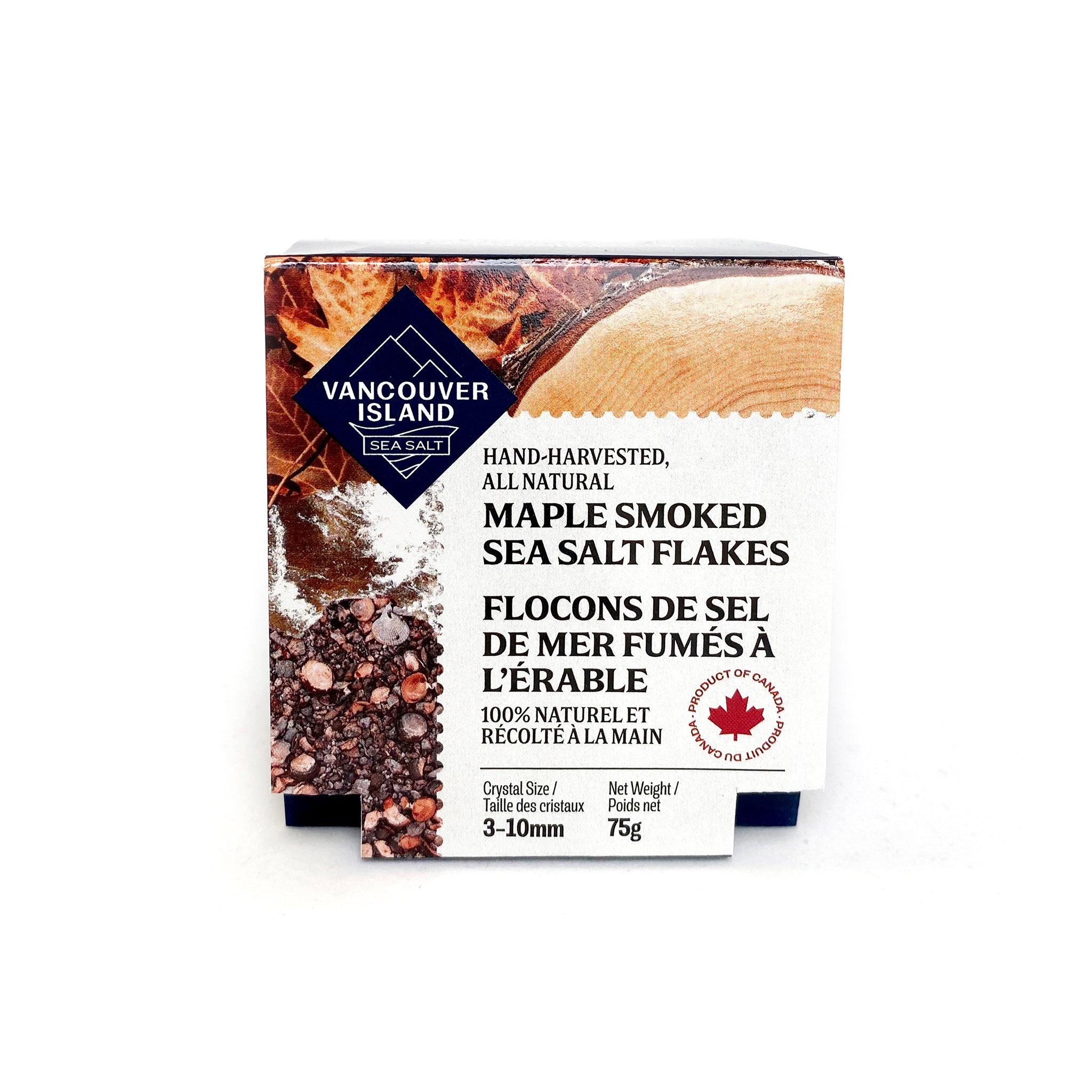 Vancouver Island Salt Co. Hand-harvested, all natural Maple Smoked Sea Salt Flakes.